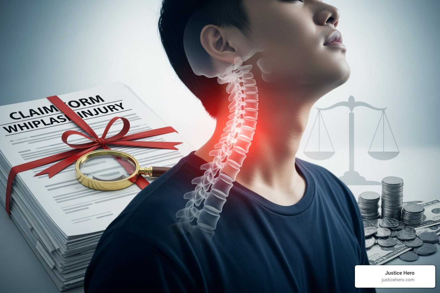 folder containing evidence like medical bills, photos, and a police report - whiplash injury compensation