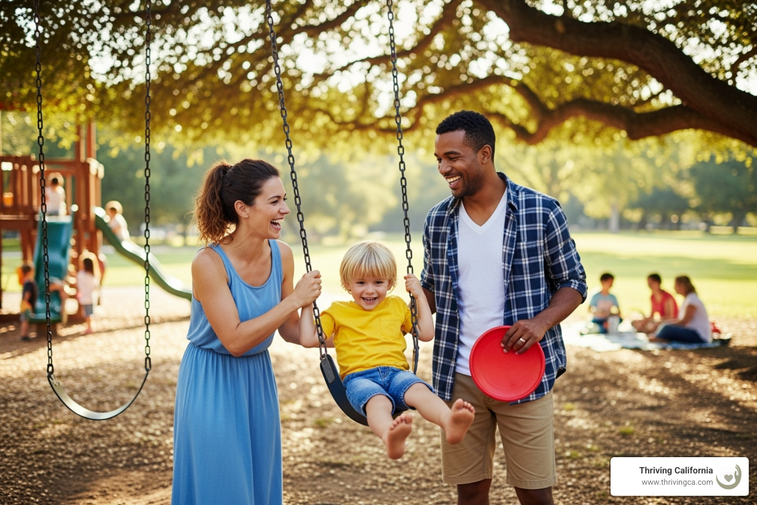 Happy, relaxed family with a young child playing together - effective communication for parents