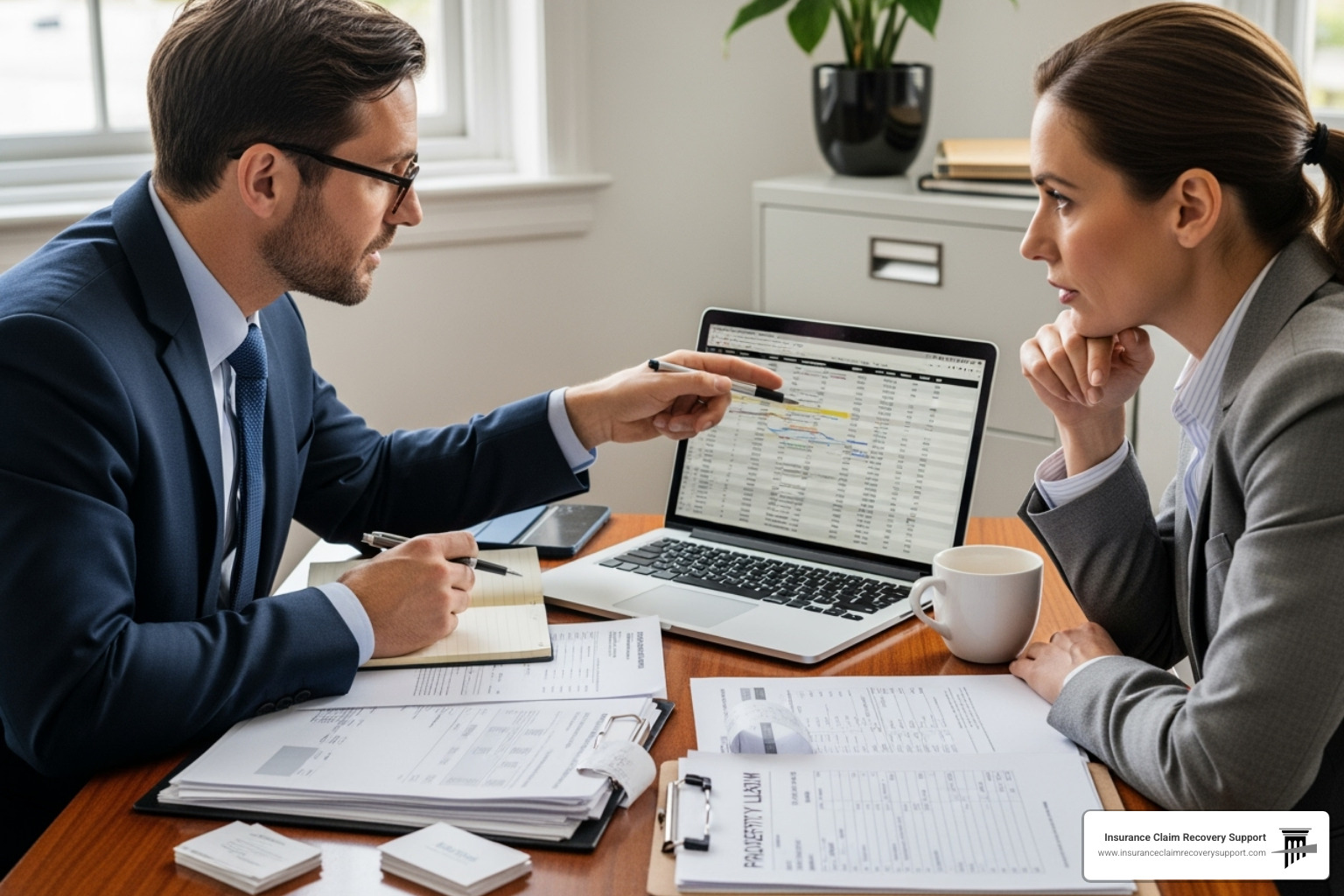 accountant and public adjuster reviewing financial documents - Loss of use claim