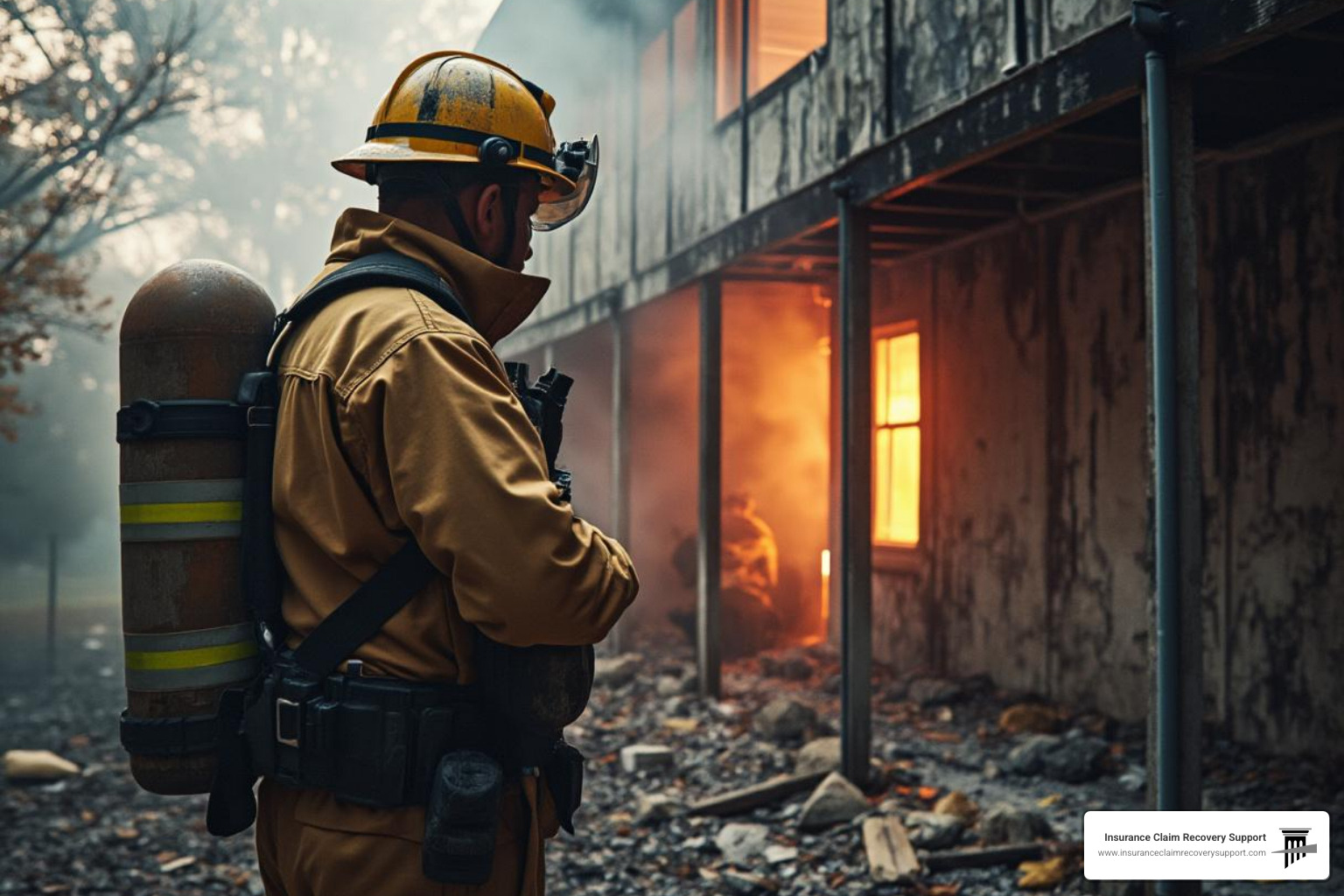 public adjuster inspecting fire damage at a Dallas apartment complex - Loss of use claim