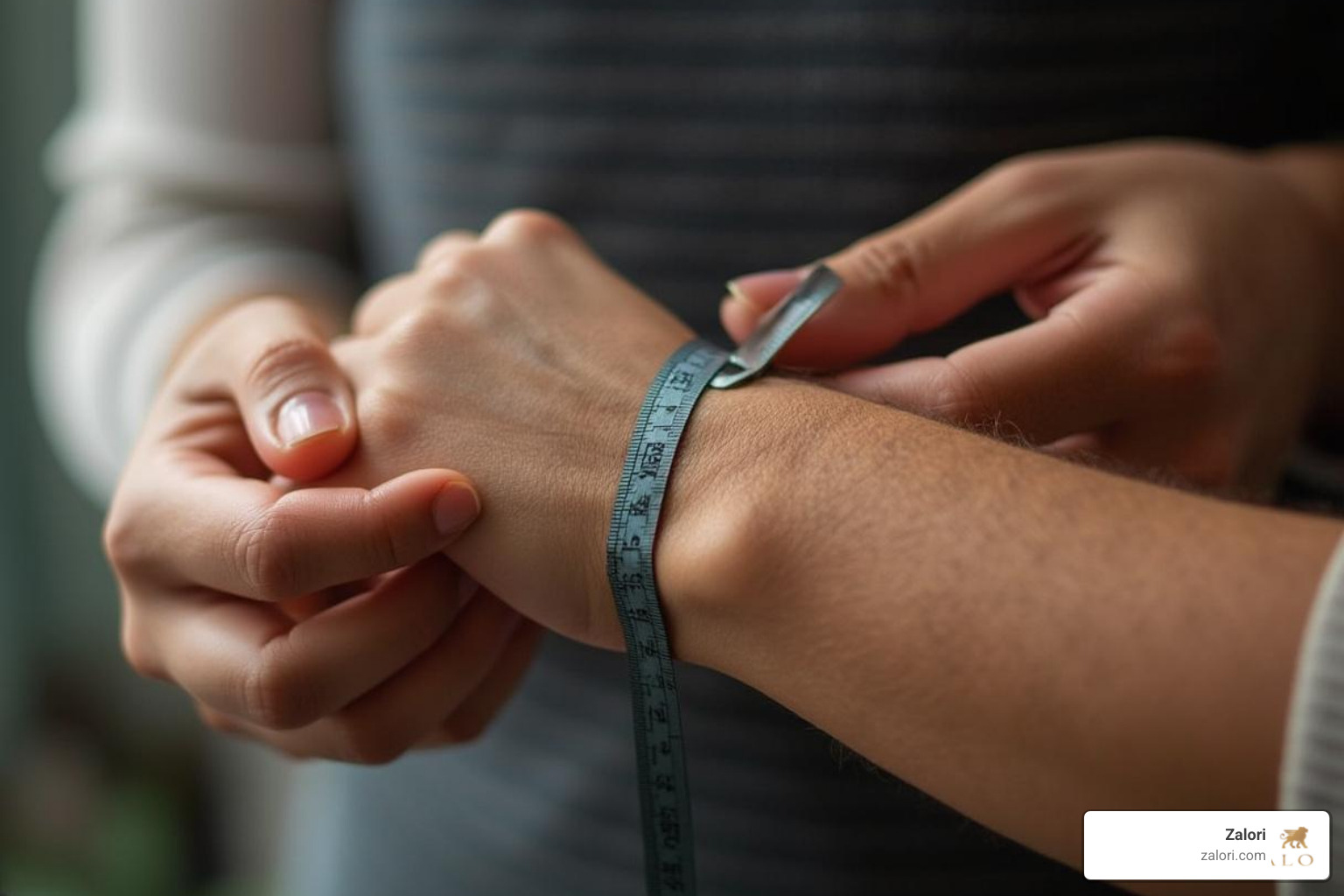 A person measuring their wrist for a bracelet - Luxury diamond bracelets