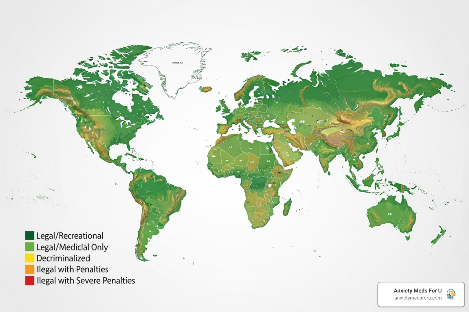world map highlighting different legal classifications of tramadol - what is tramadol