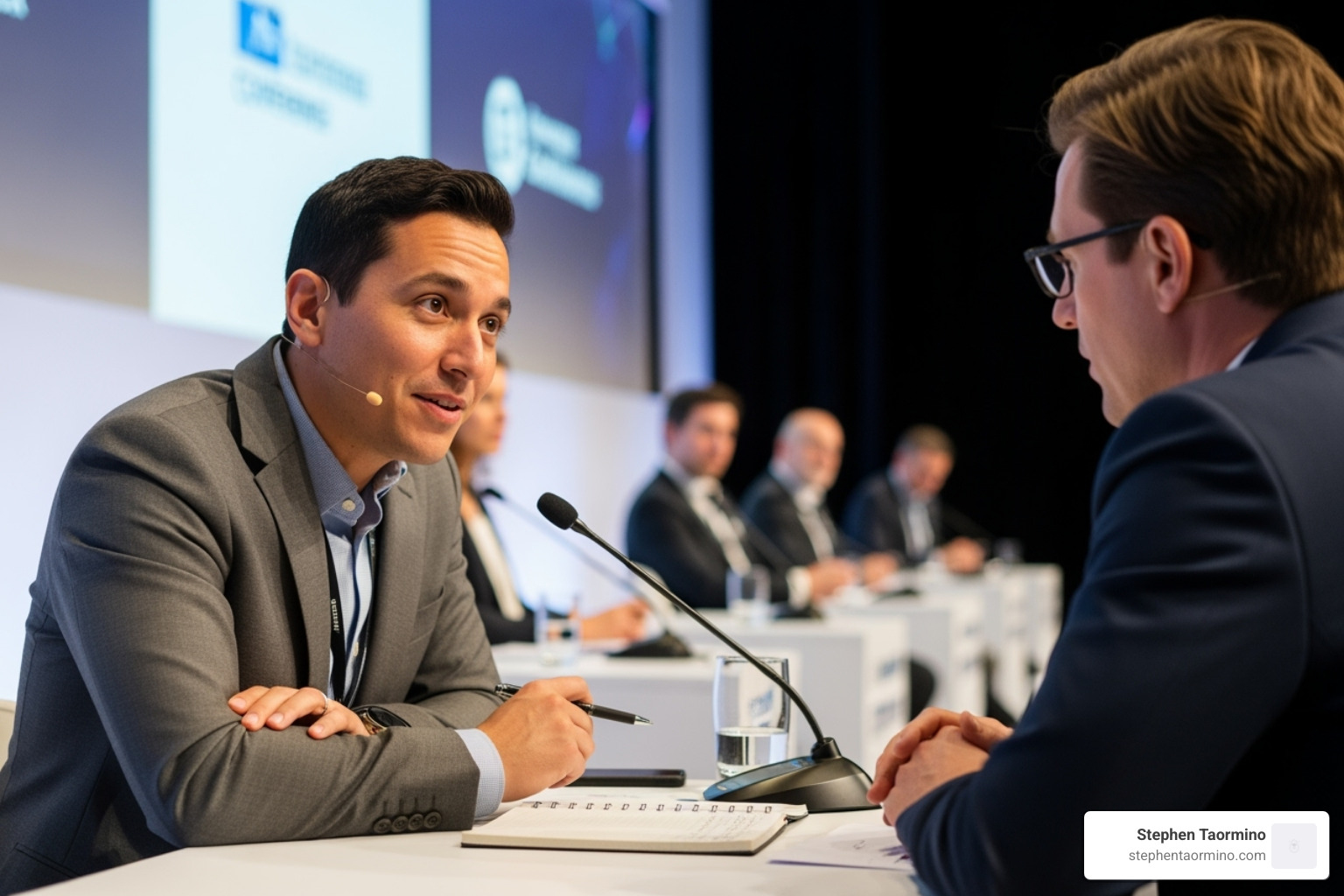 Moderator actively listening to panelist - how to moderate a panel discussion script
