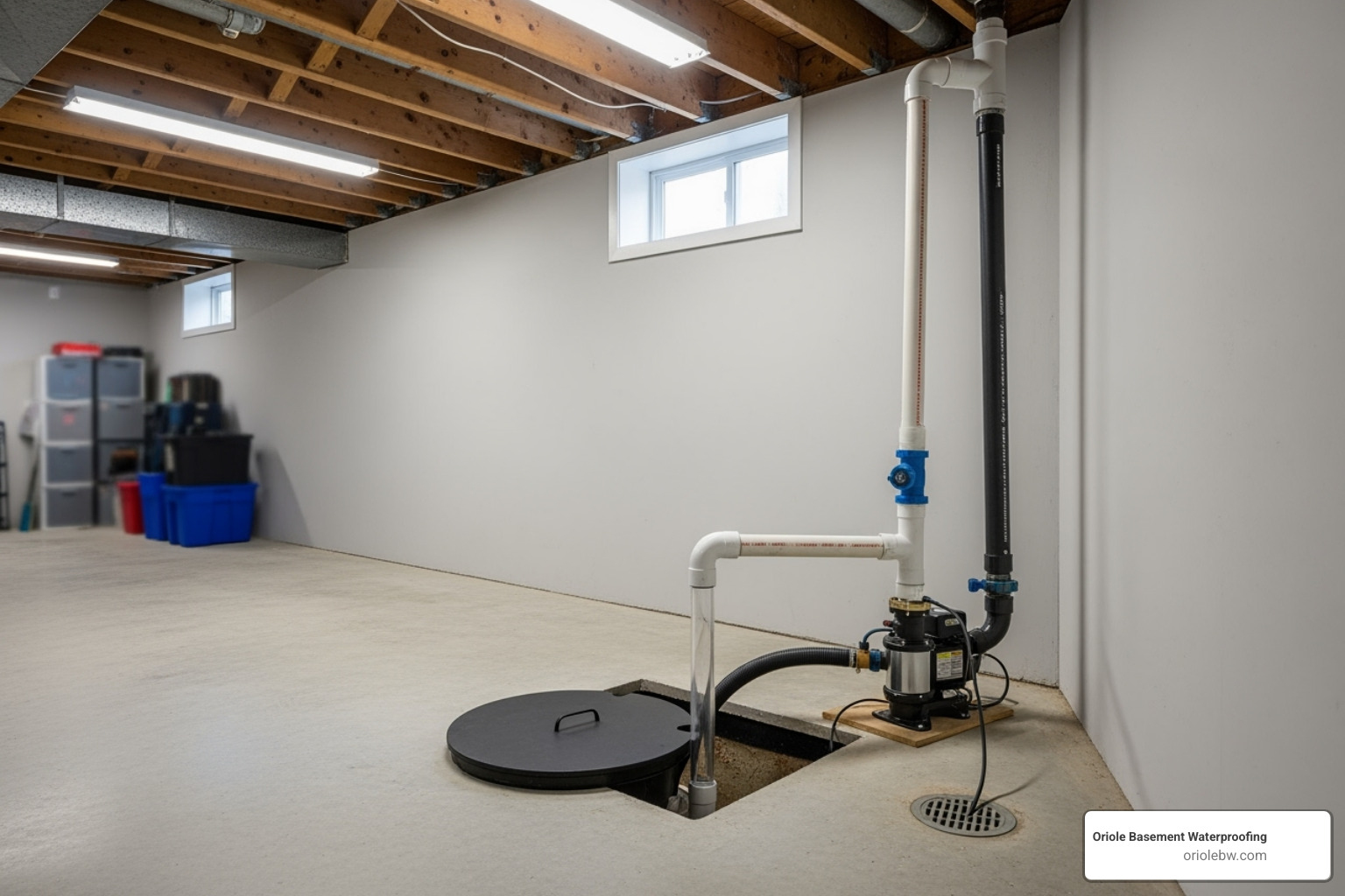 properly installed sump pump with clean PVC piping and a sealed lid - what is the labor cost to install a sump pump