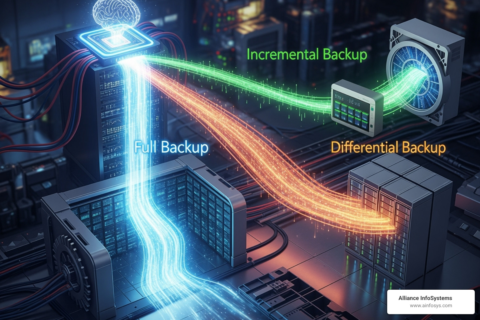 Flowchart showing different backup types - File server backup Flowchart showing different backup types - File server backup