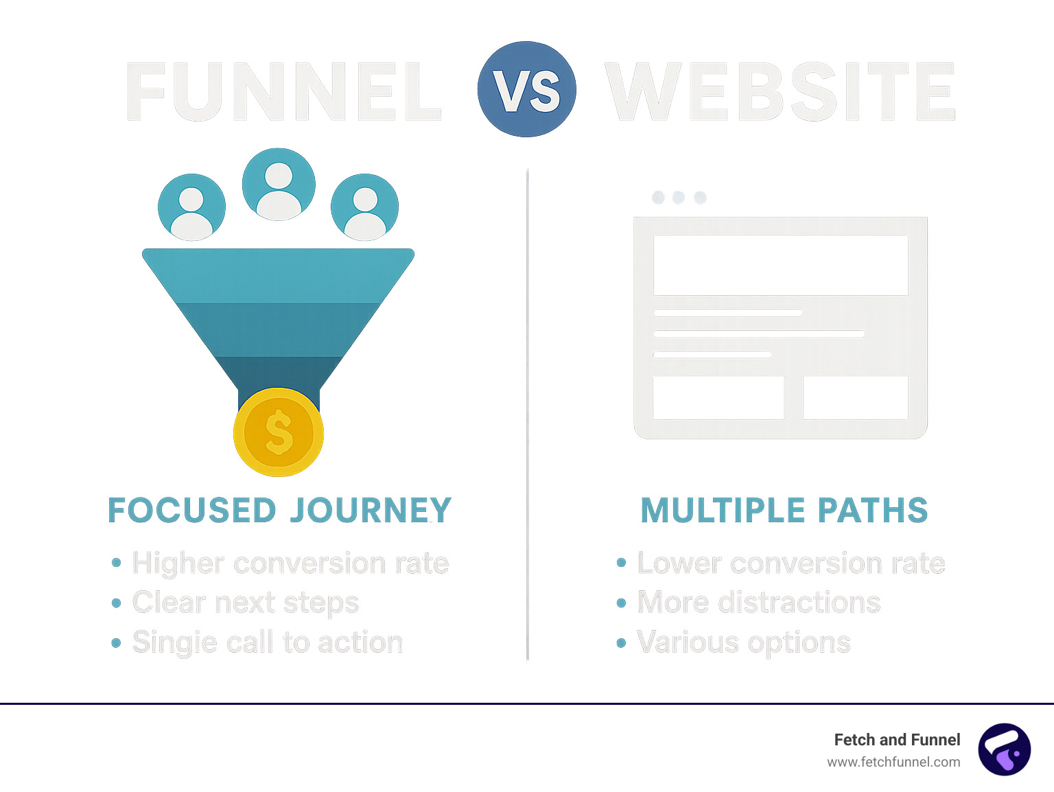 funnel vs website comparison - sales funnel design agency infographic funnel vs website comparison - sales funnel design agency infographic