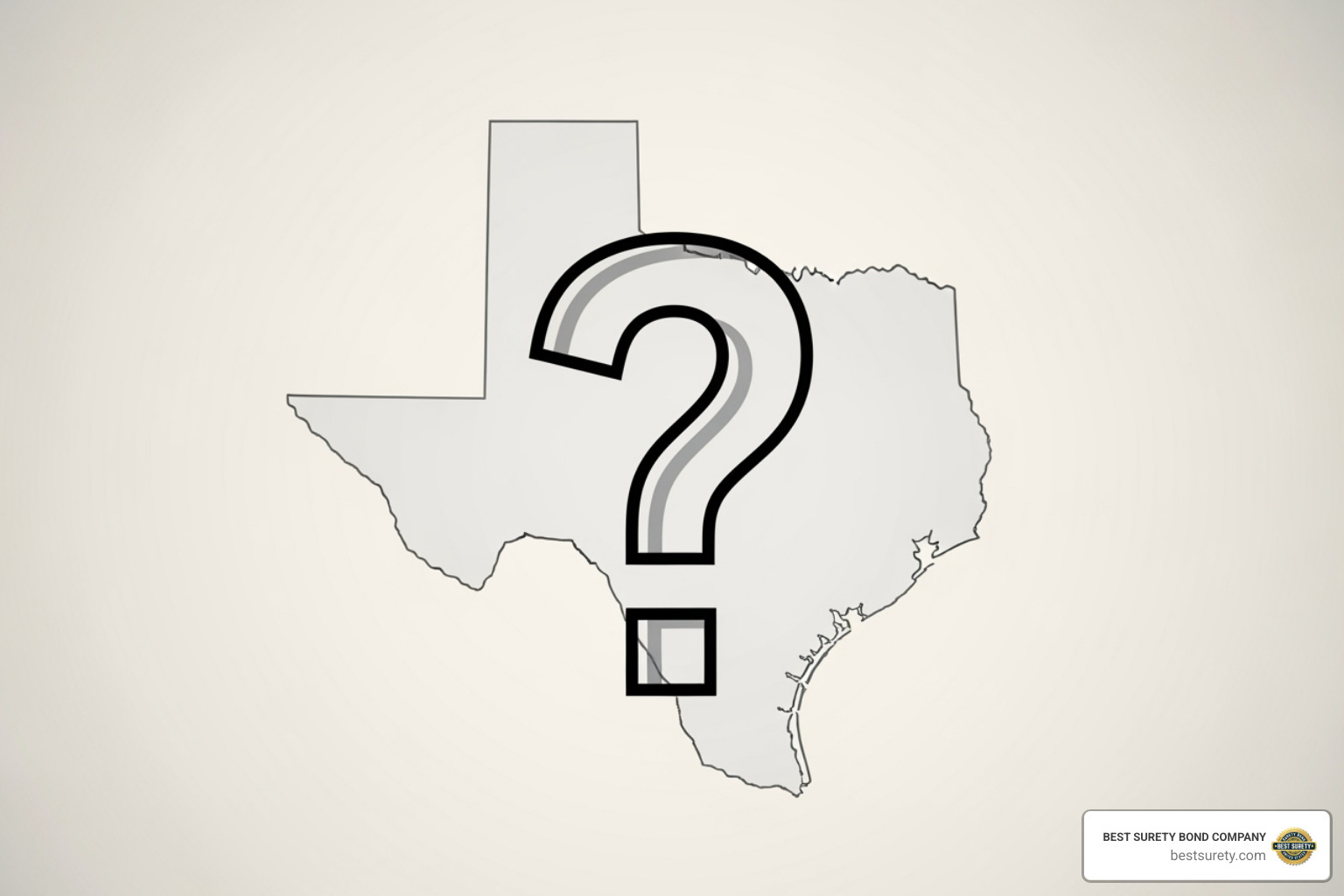 Question Mark Icon with Texas State Outline Background - 10000 surety bond texas