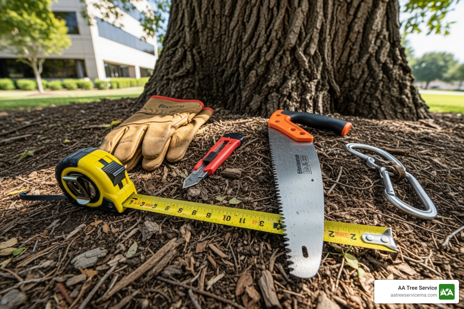 Certified arborist inspecting a tree with professional tools - Commercial tree services Certified arborist inspecting a tree with professional tools - Commercial tree services
