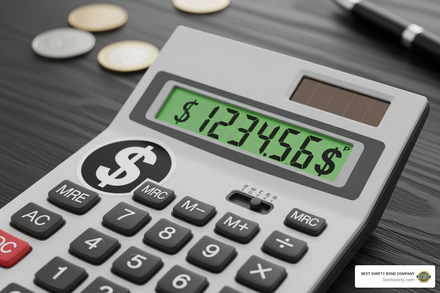 calculator with dollar signs - how much does it cost to get bonded and insured
