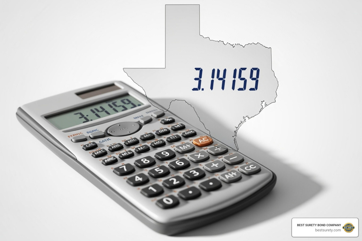 Image of a calculator with the Texas state outline in the background - probate bonds texas Image of a calculator with the Texas state outline in the background - probate bonds texas
