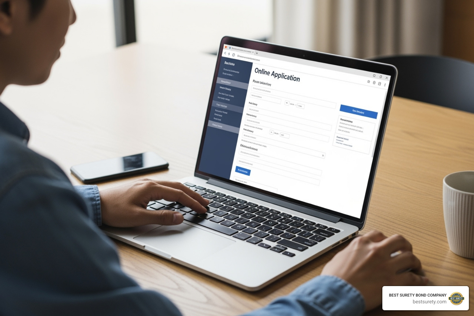 Image of a person filling out an online application on a laptop - probate bonds texas Image of a person filling out an online application on a laptop - probate bonds texas