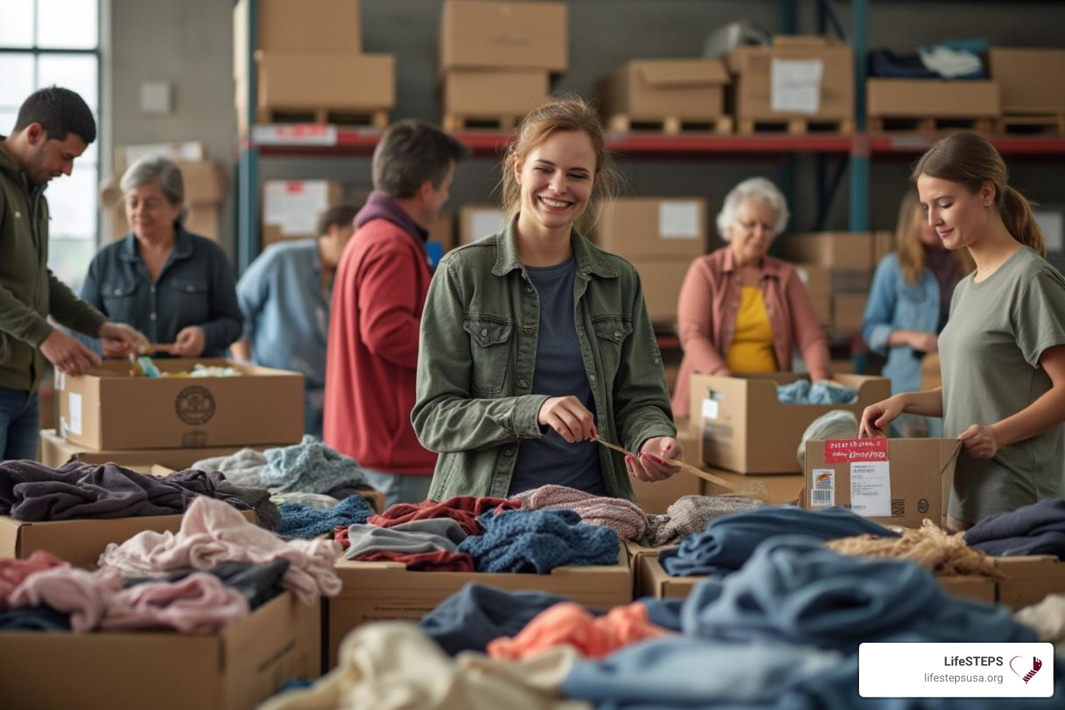community volunteers organizing donations for veterans - veterans affairs supportive housing