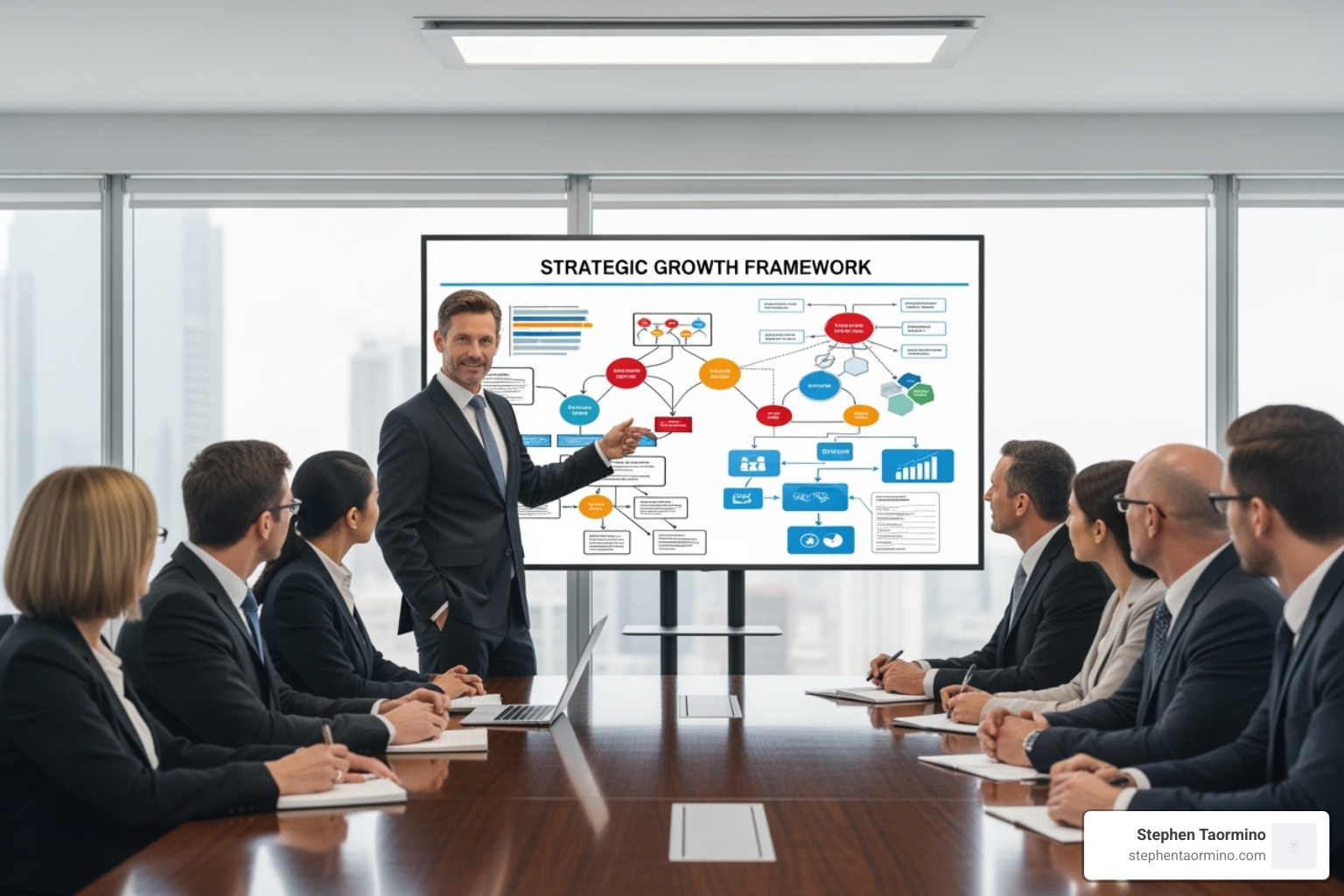 consultant presenting a strategic framework - leadership development consulting