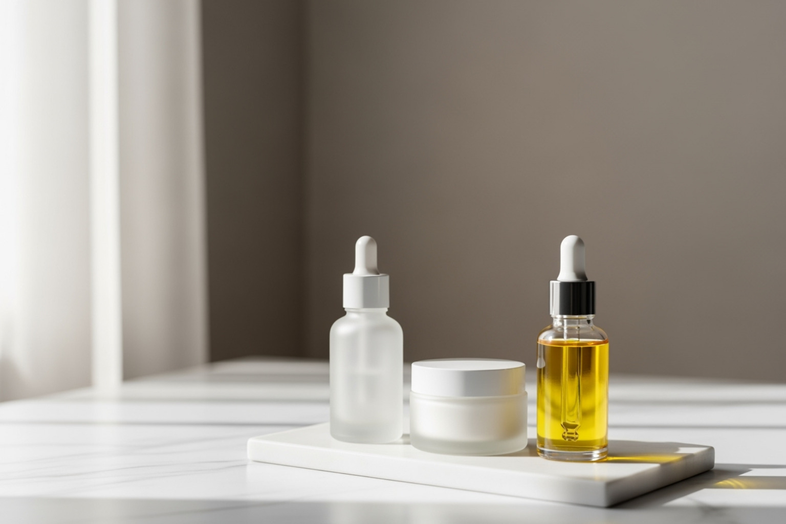 Simple, curated collection of skincare products - Morning skincare routine