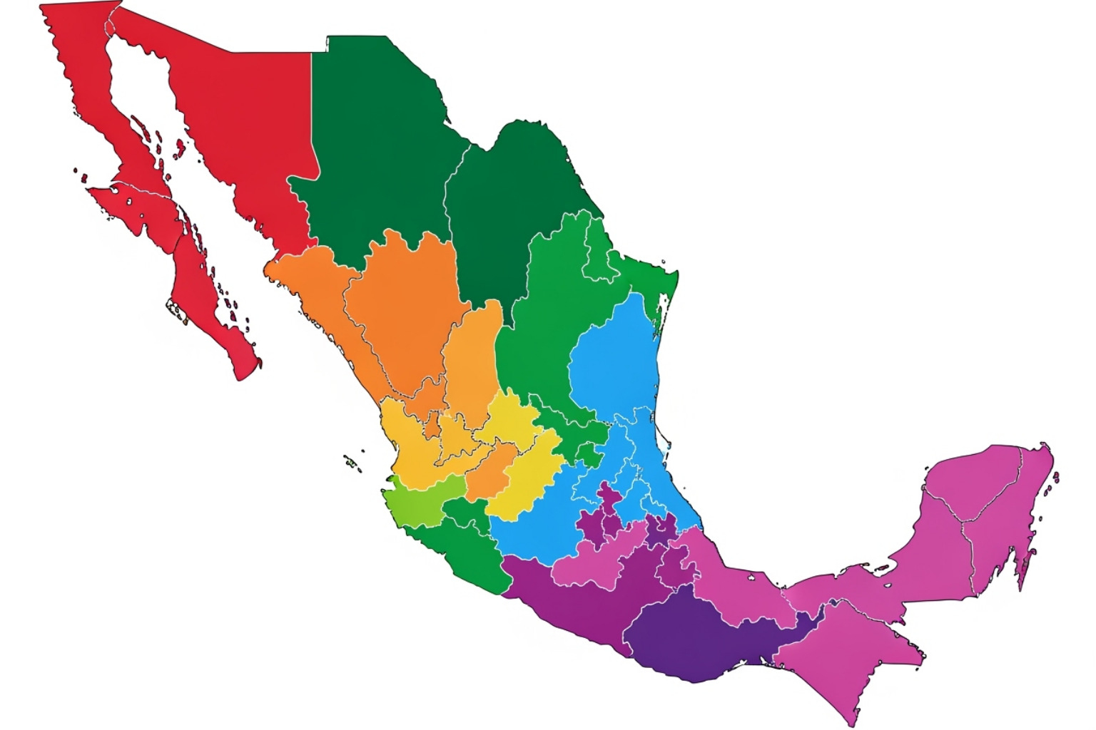 a map of Mexico highlighting key food regions - Street food in Mexico