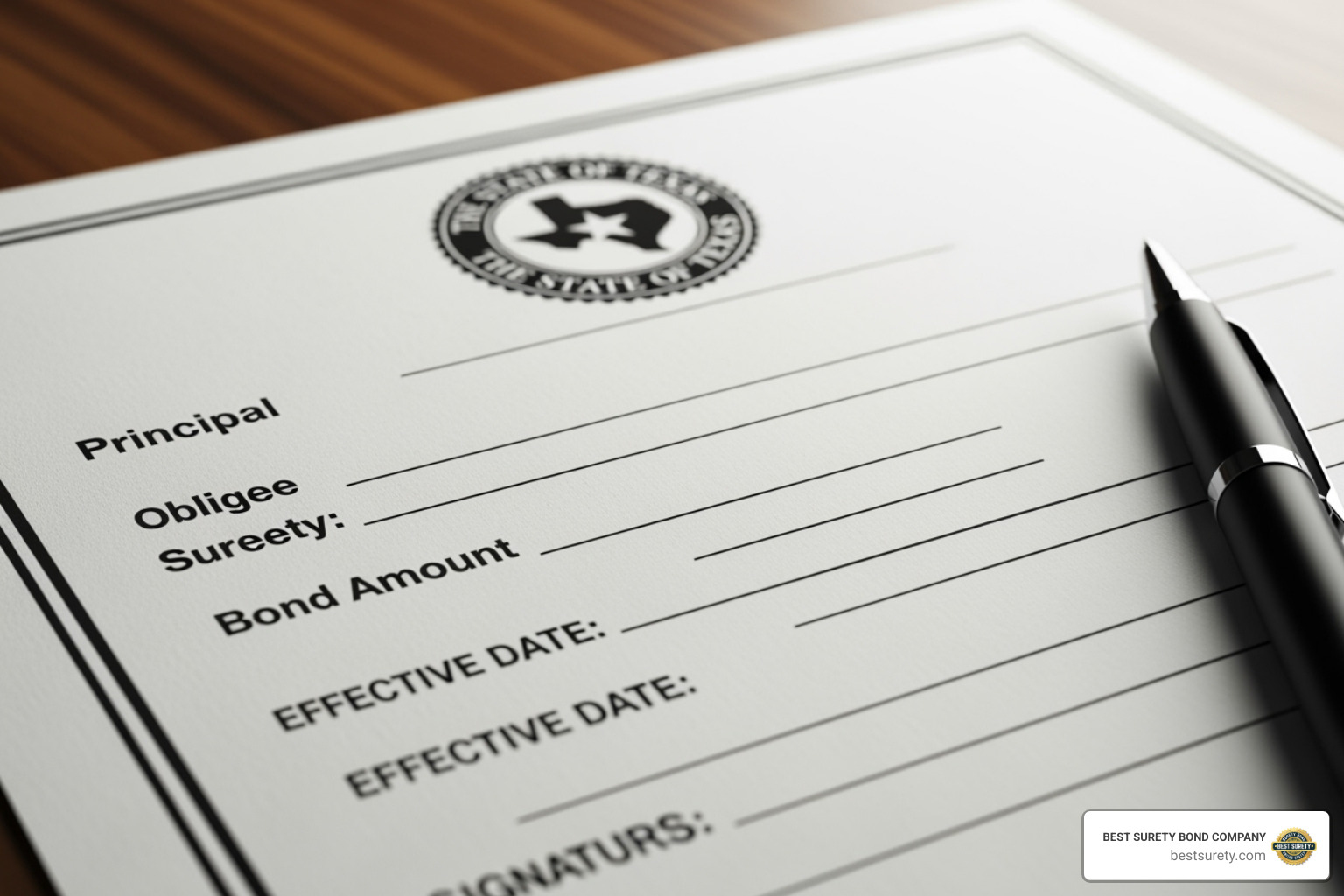 of the official Texas CSO Surety Bond form (Form 2802) - surety bond for credit repair business in texas