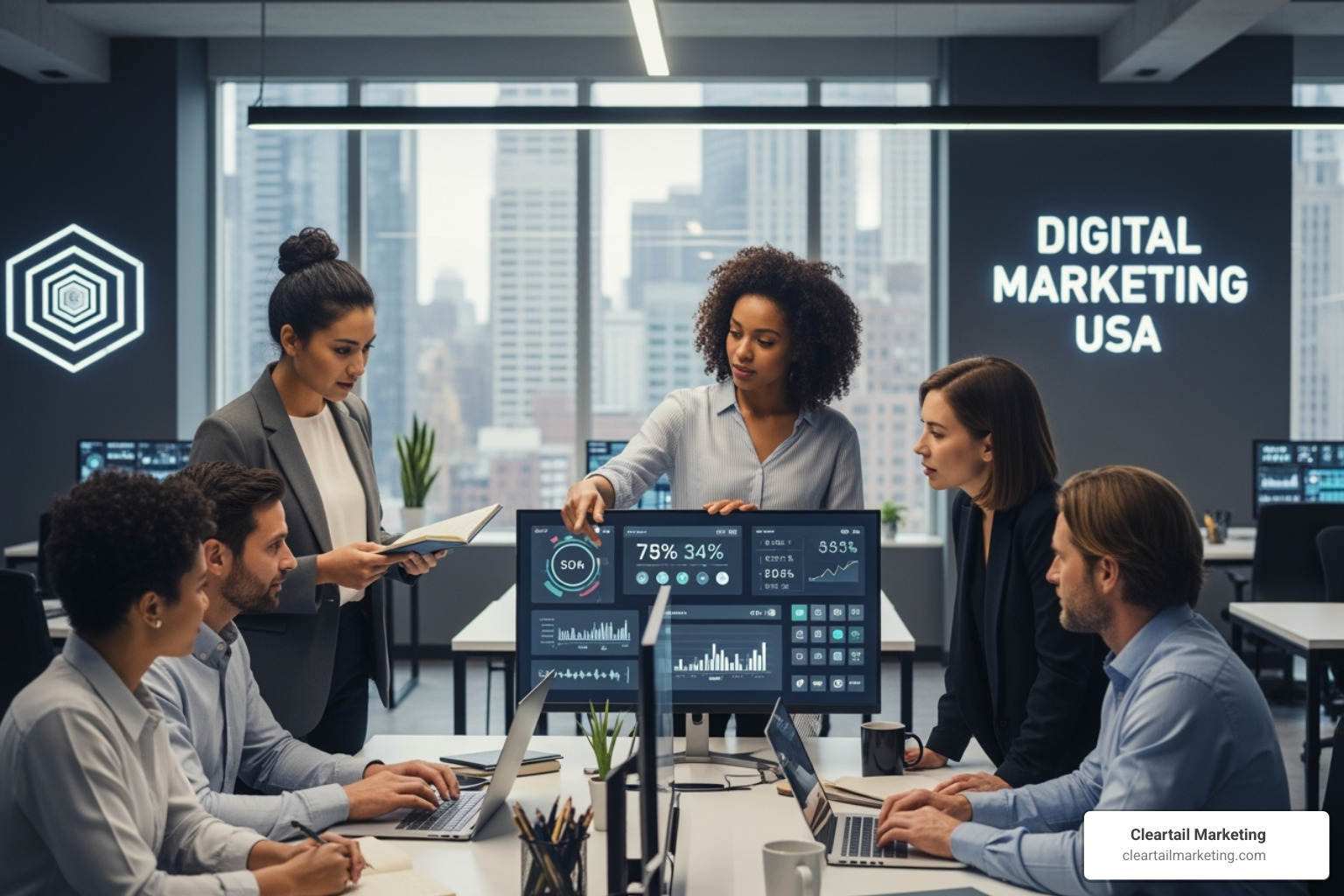 map of the USA with pins highlighting major cities where top agencies are located - digital marketing firms in usa