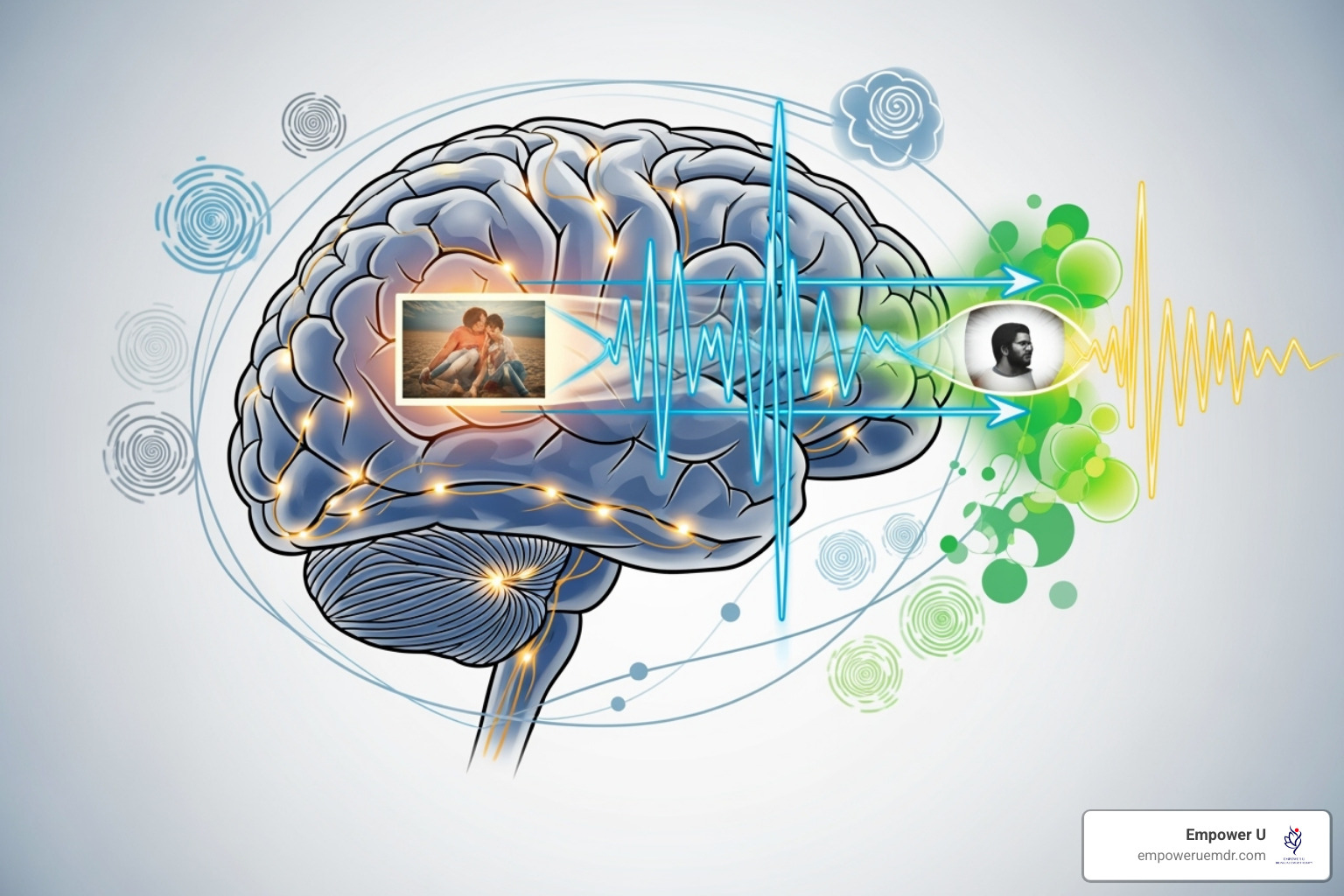 illustration of the brain reprocessing a memory during an EMDR session - intergenerational trauma therapy