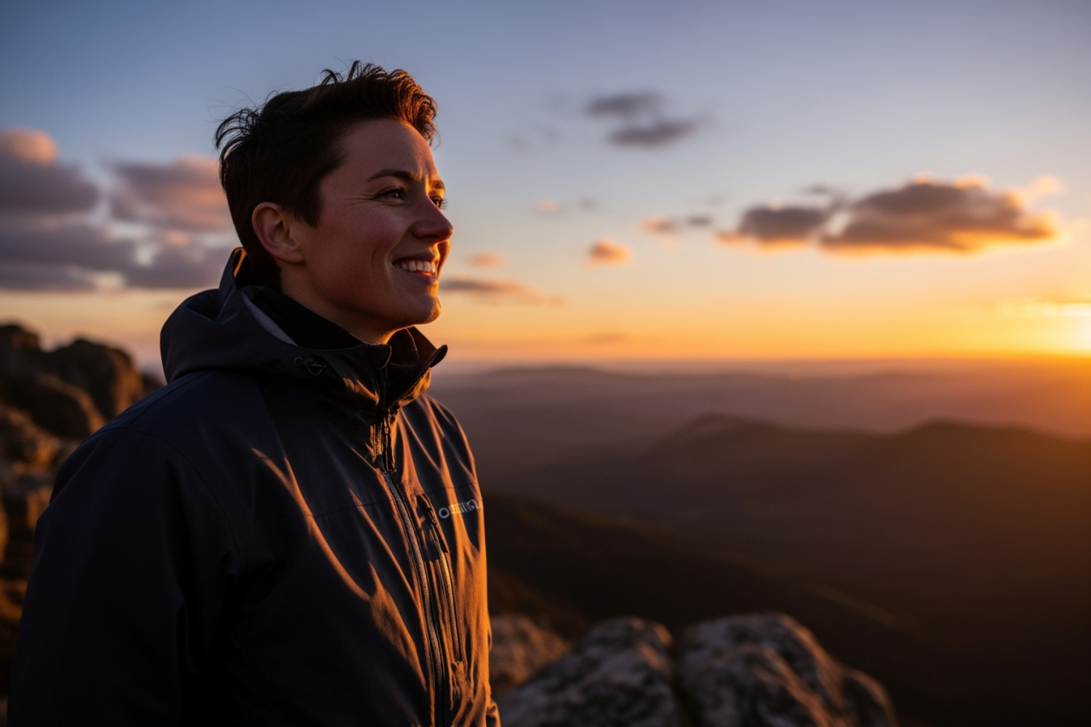 A person looking confidently and happily towards the horizon - personal development and self care