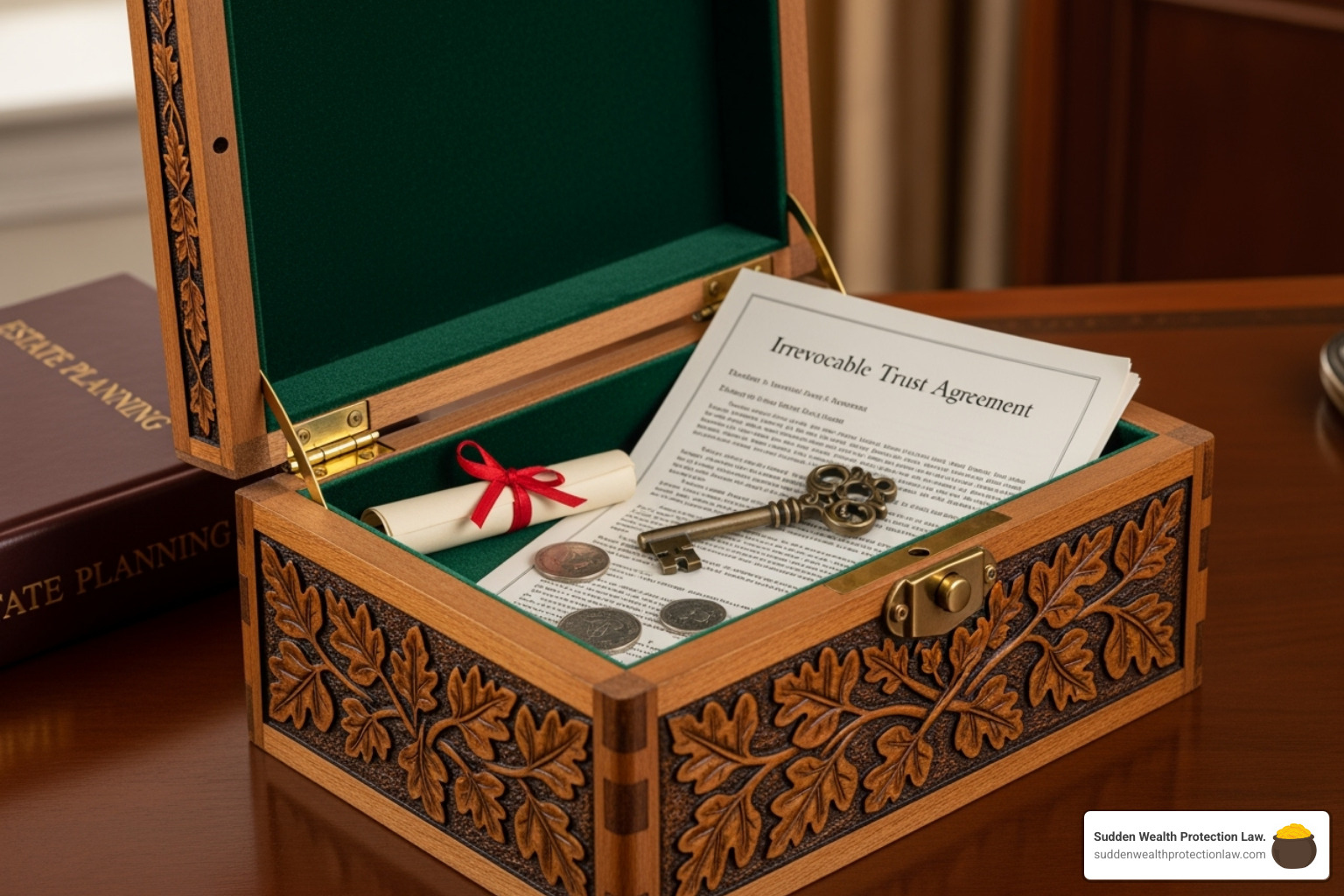 shield deflecting arrows labeled "Lawsuit," "Creditors," and "Divorce" - benefits of setting up an irrevocable trust shield deflecting arrows labeled "Lawsuit," "Creditors," and "Divorce" - benefits of setting up an irrevocable trust