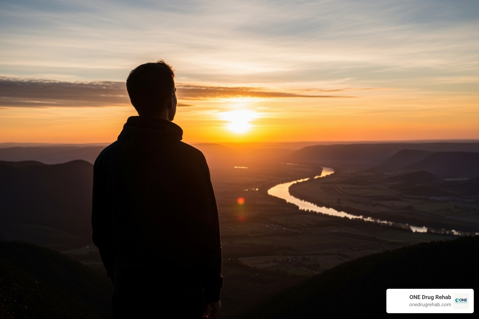 person looking hopefully towards a sunrise - inpatient trauma treatment center