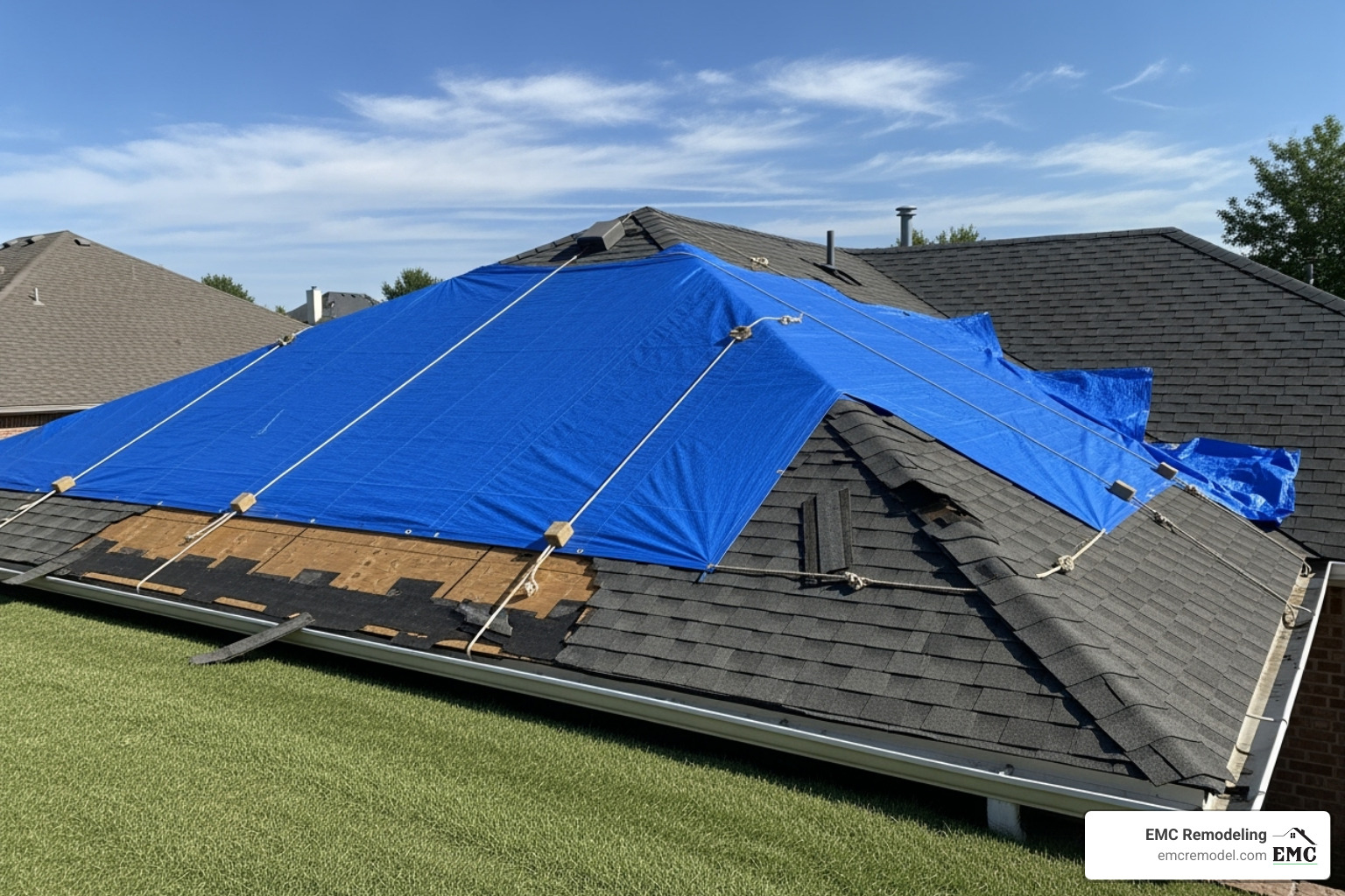 Emergency roof tarping - roof repair service