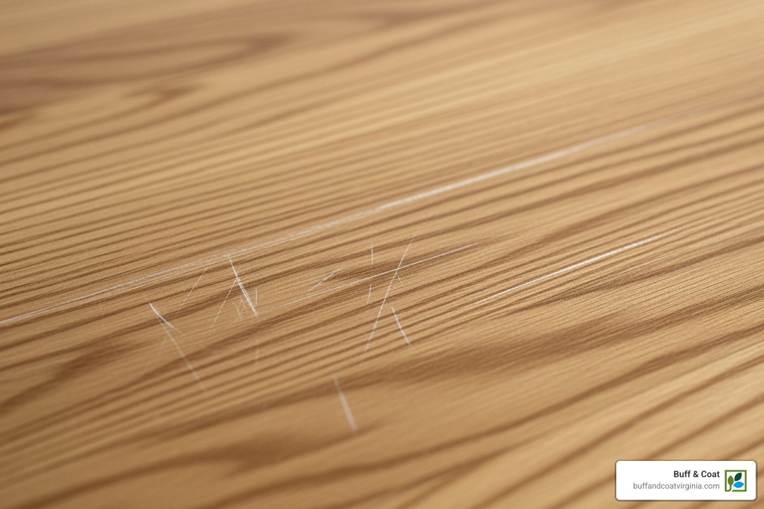 close-up of surface scratches suitable for buffing - hardwood buff and coat close-up of surface scratches suitable for buffing - hardwood buff and coat
