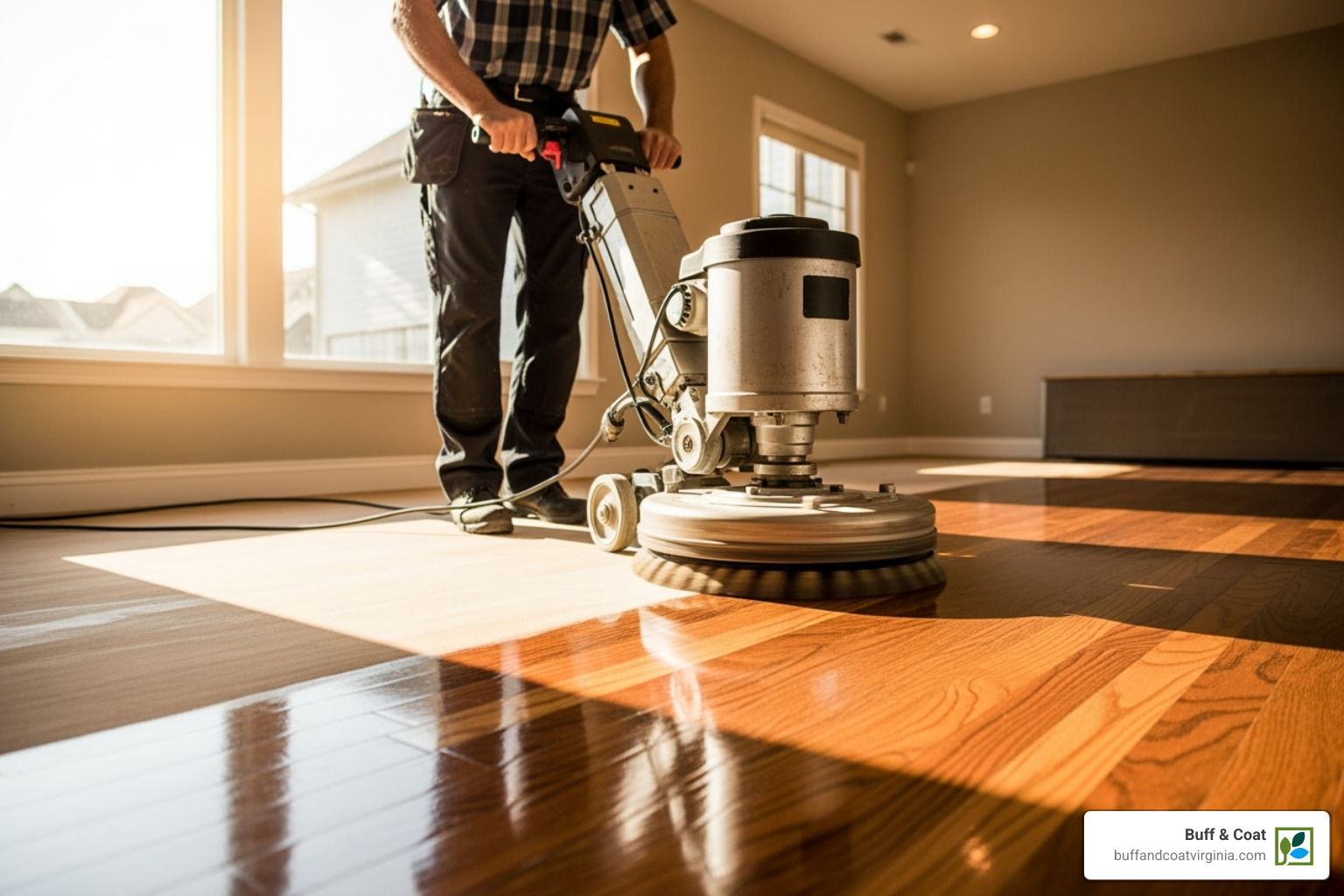 professional using a floor buffer - hardwood buff and coat professional using a floor buffer - hardwood buff and coat