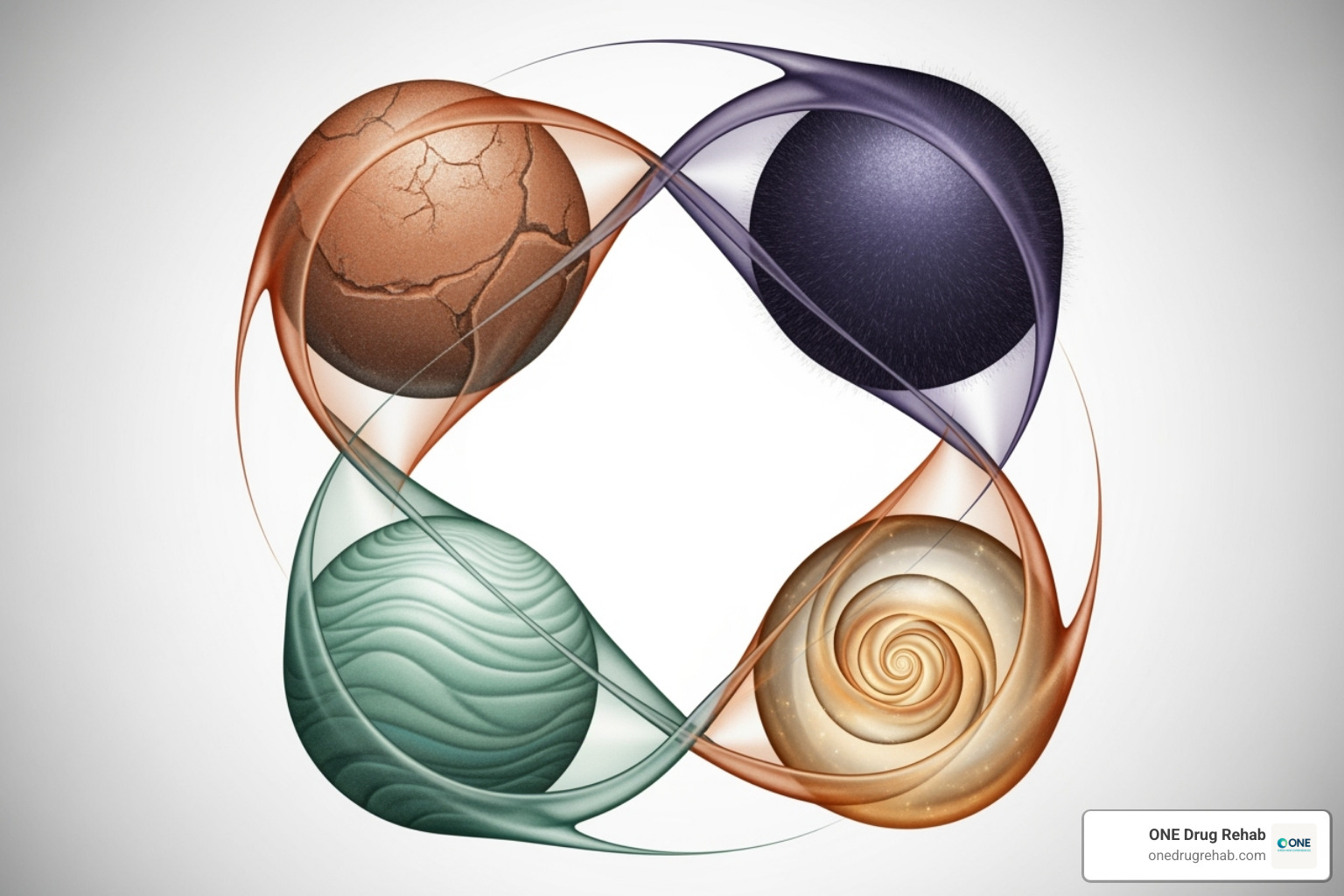 Illustration showing four interconnected pillars: Physical Health, Mental Health, Emotional Health, and Nutrition, with arrows demonstrating their interdependence - holistic fitness programs