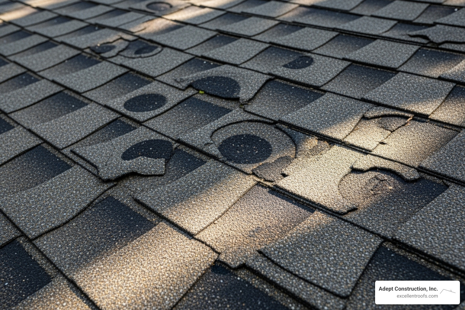 Hail damage on an asphalt shingle roof - roofing repair naperville