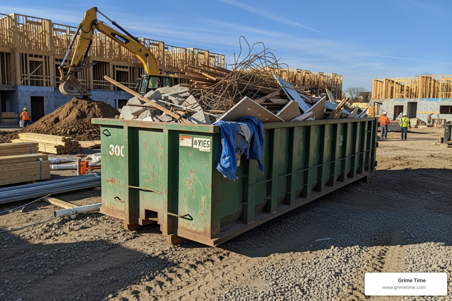 30-yard dumpster on a construction site - 30 yard dumpster rental