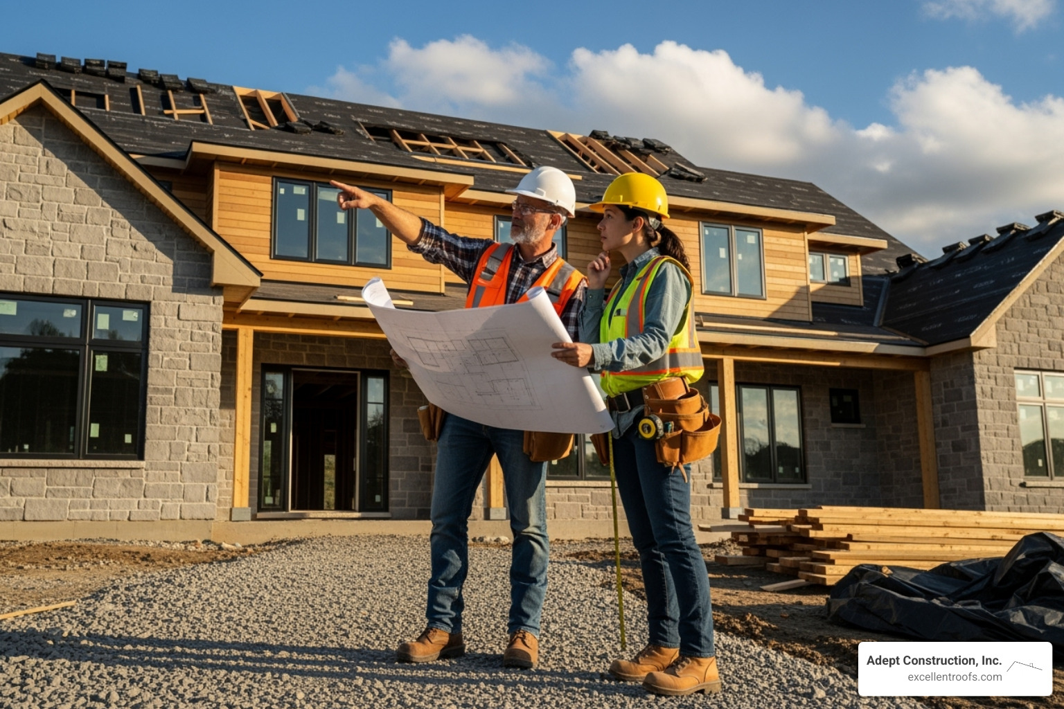 contractor discussing roofing plans - roofing companies naperville il