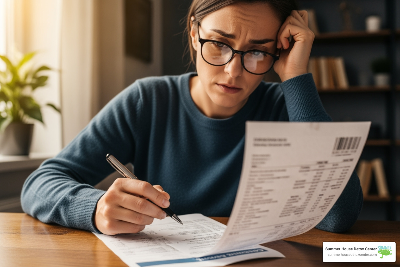 Person looking concerned while reviewing a medical bill - rapid methadone detox