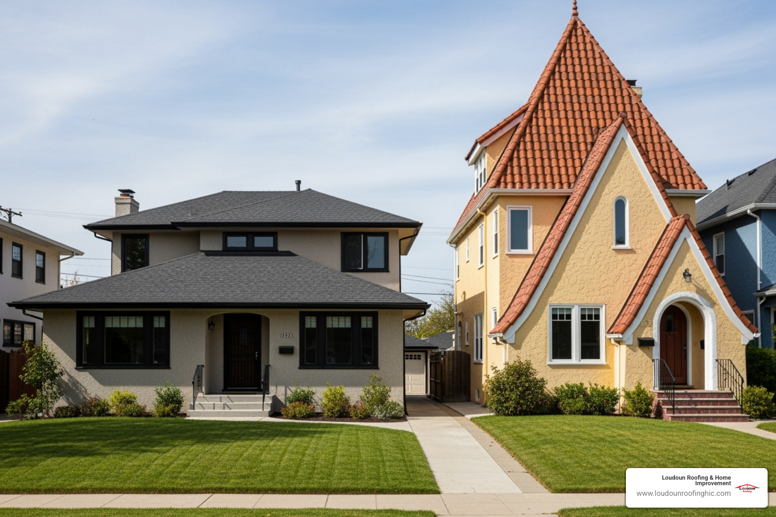 illustrating the difference between a low-pitch and a high-pitch roof. - Residential roof replacement cost