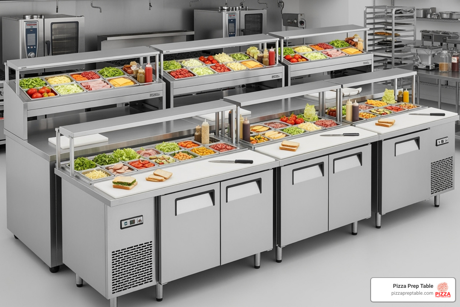 different sizes of sandwich prep tables side-by-side - sandwich prep table refrigerator
