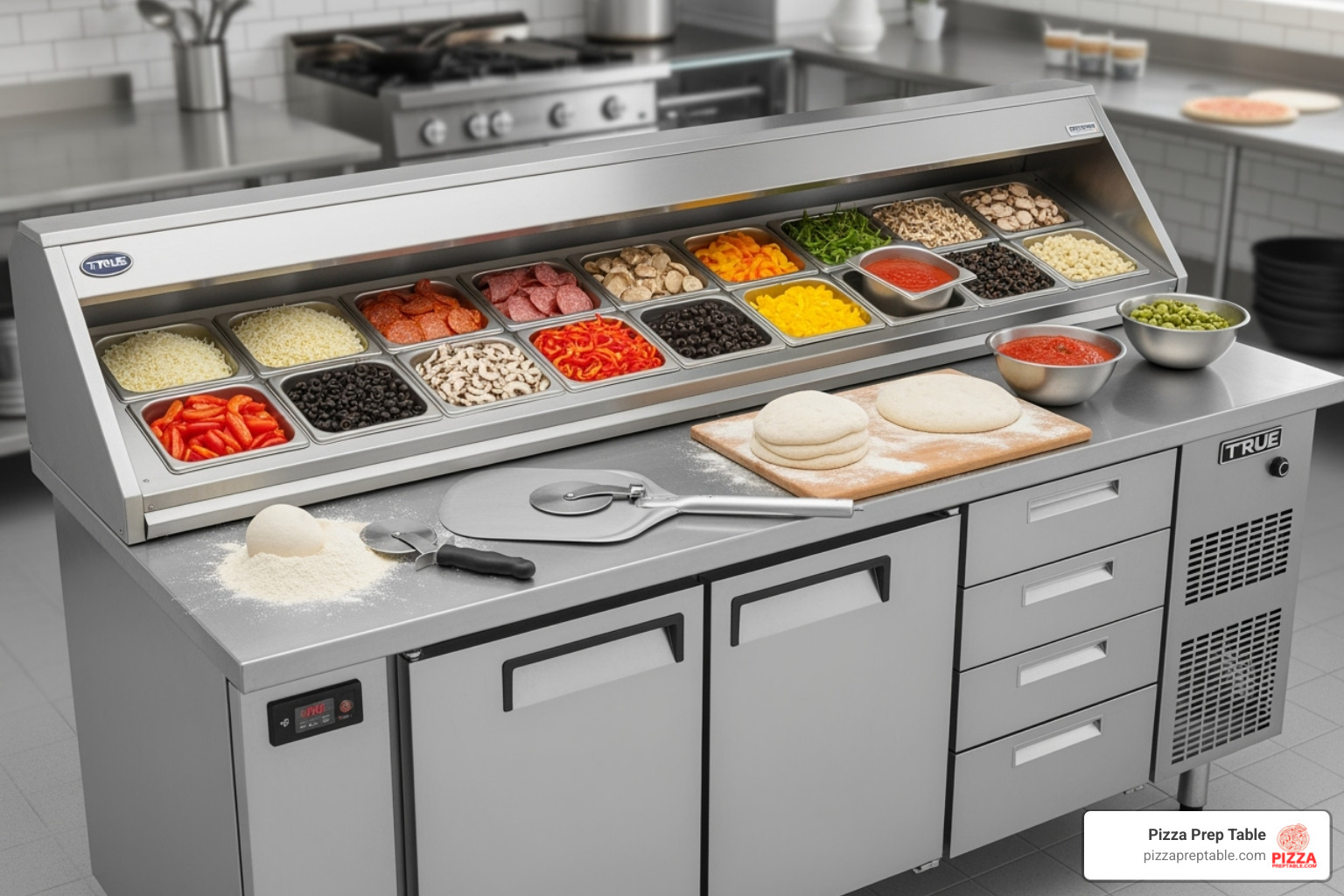 True TPP-AT-67-HC - 2 door pizza prep table True TPP-AT-67-HC - 2 door pizza prep table