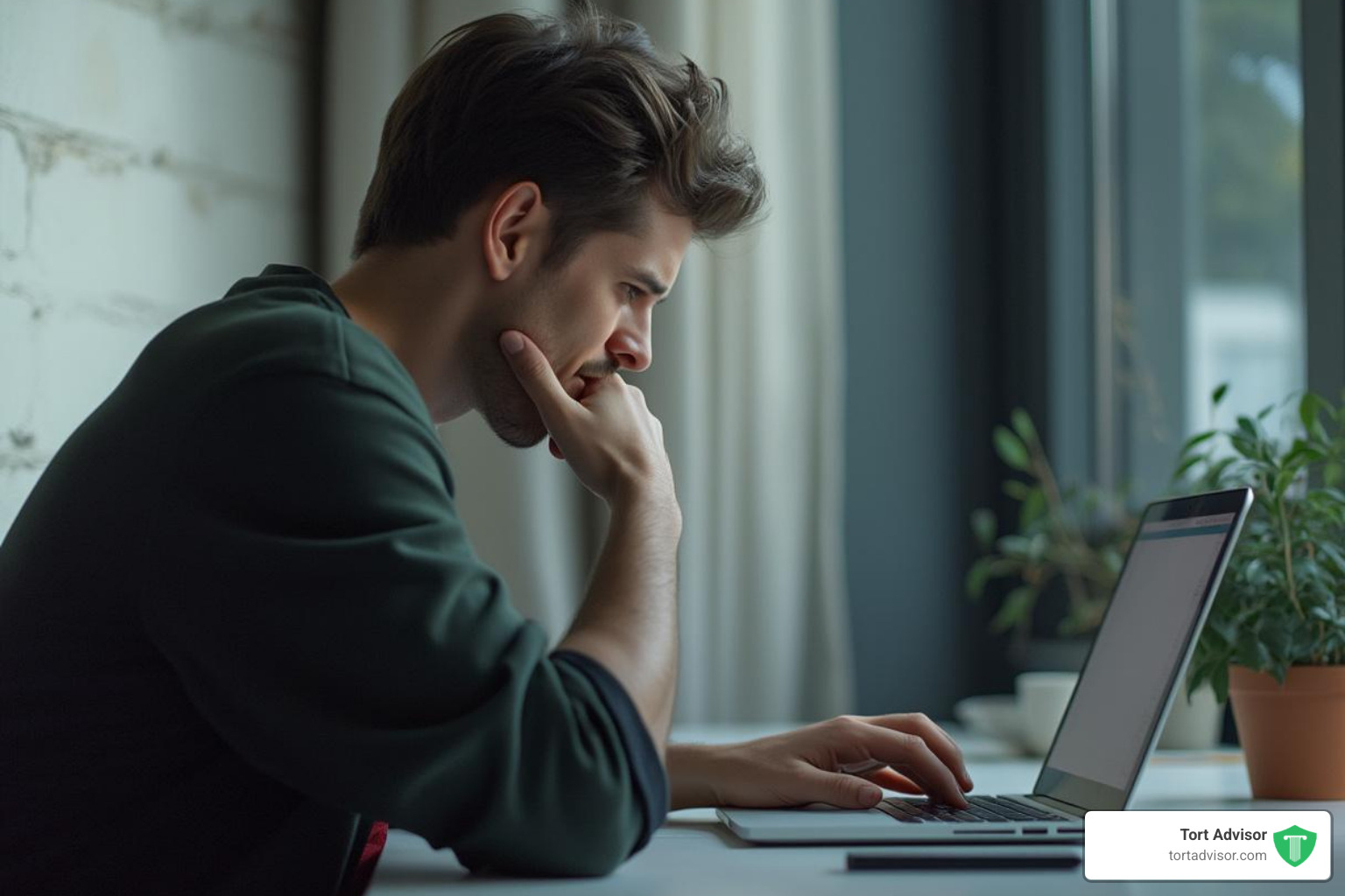 person researching lawyers on laptop - how do i find a good personal injury lawyer