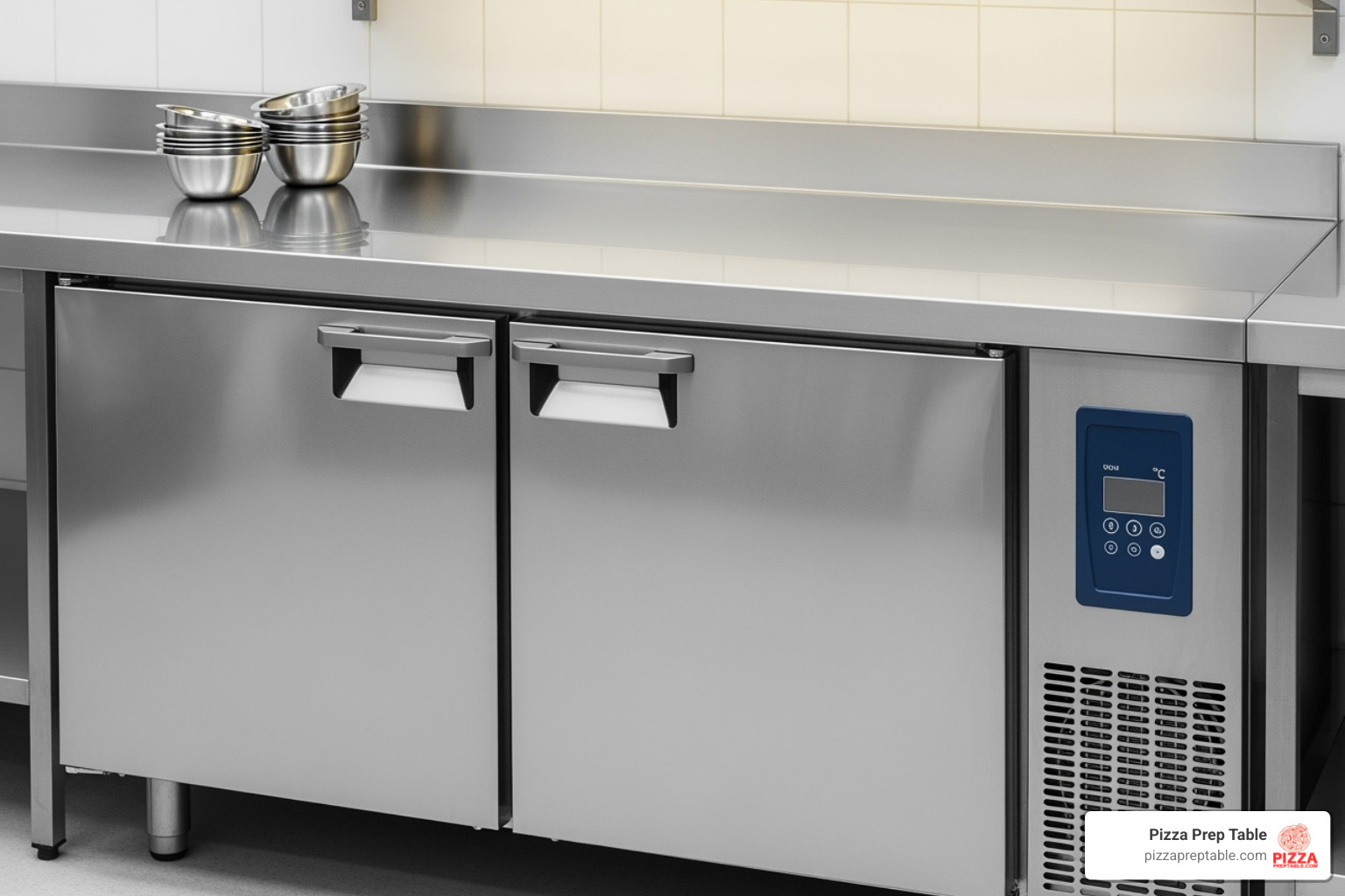 Chef AAA TUC29F undercounter freezer, a commercial-grade unit with a stainless steel worktop, designed for efficiency and durability in professional kitchens. - undercounter freezer