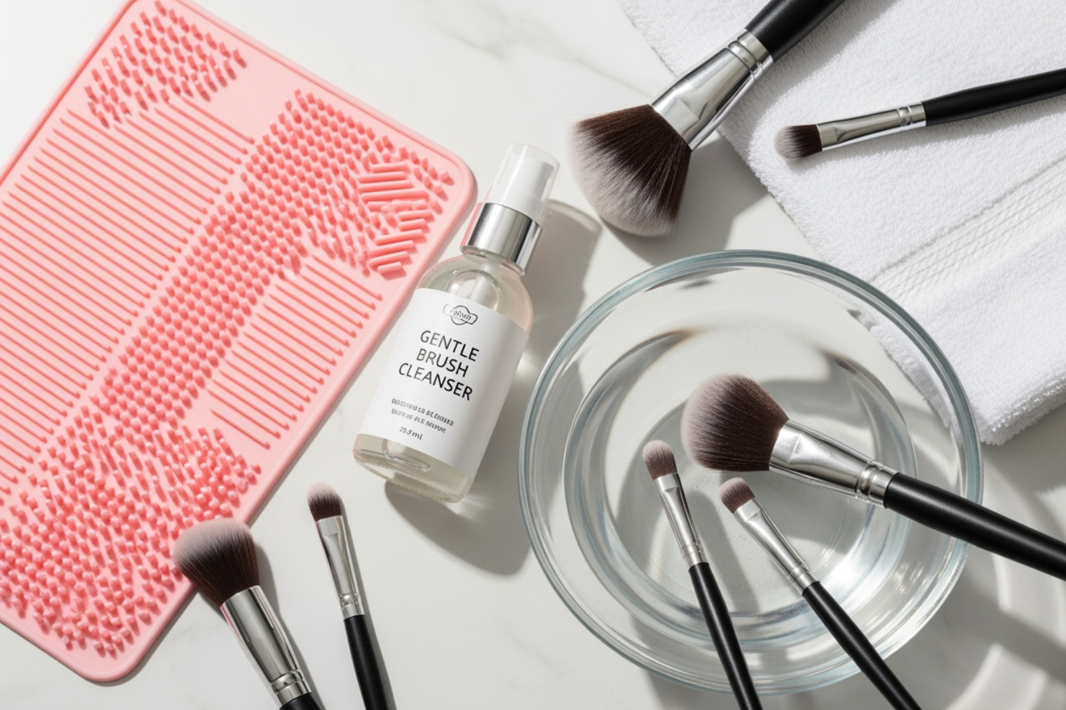 supplies needed for brush cleaning - clean makeup brushes