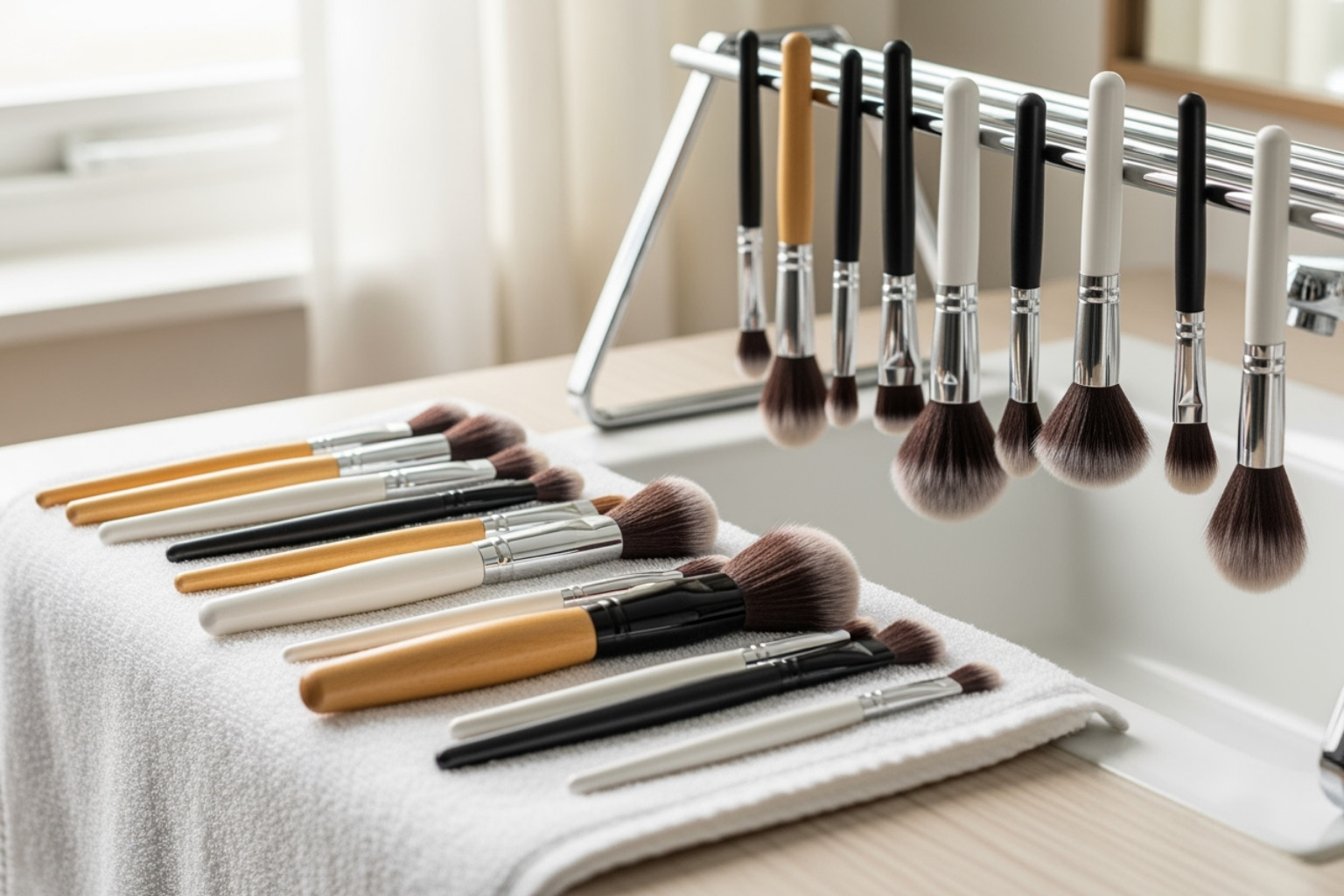 makeup brushes drying correctly - clean makeup brushes