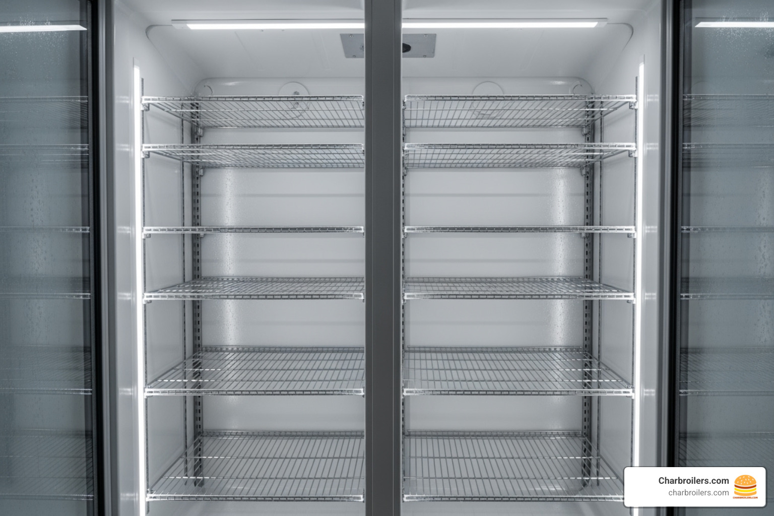 Adjustable shelves inside a 2-door cooler - 2 door cooler commercial