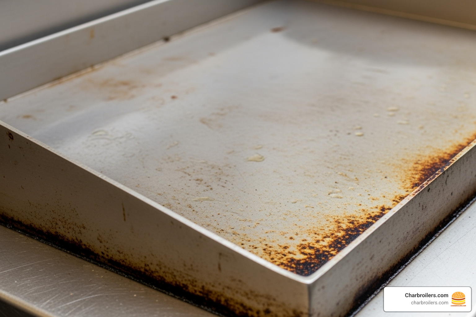 close-up of a griddle plate, highlighting its thickness and material - 24 inch commercial griddle