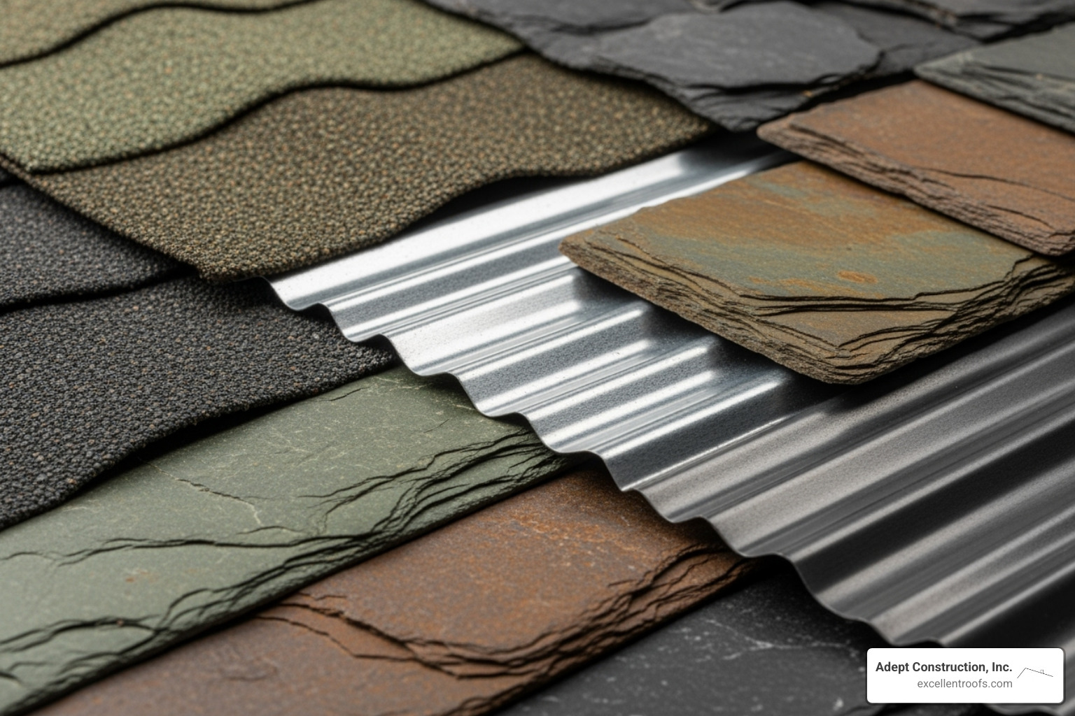 different roofing material samples like asphalt, metal, and slate - professional roofers near me different roofing material samples like asphalt, metal, and slate - professional roofers near me