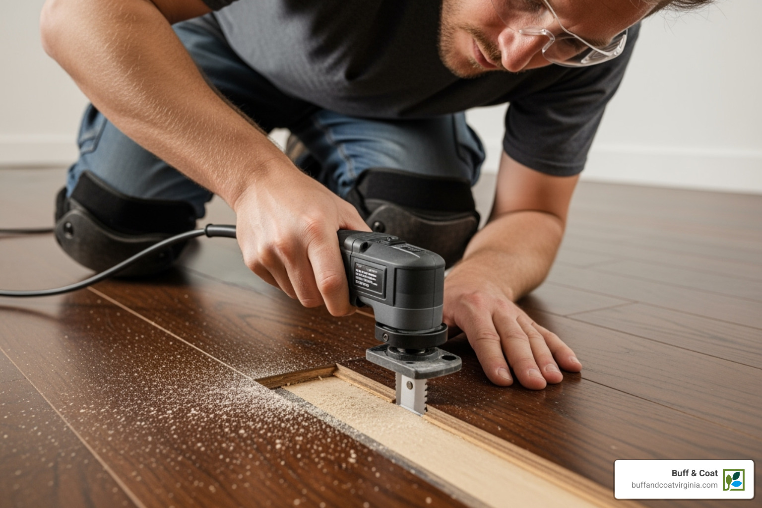 professional cutting out a damaged floorboard - hardwood floor damage repair professional cutting out a damaged floorboard - hardwood floor damage repair