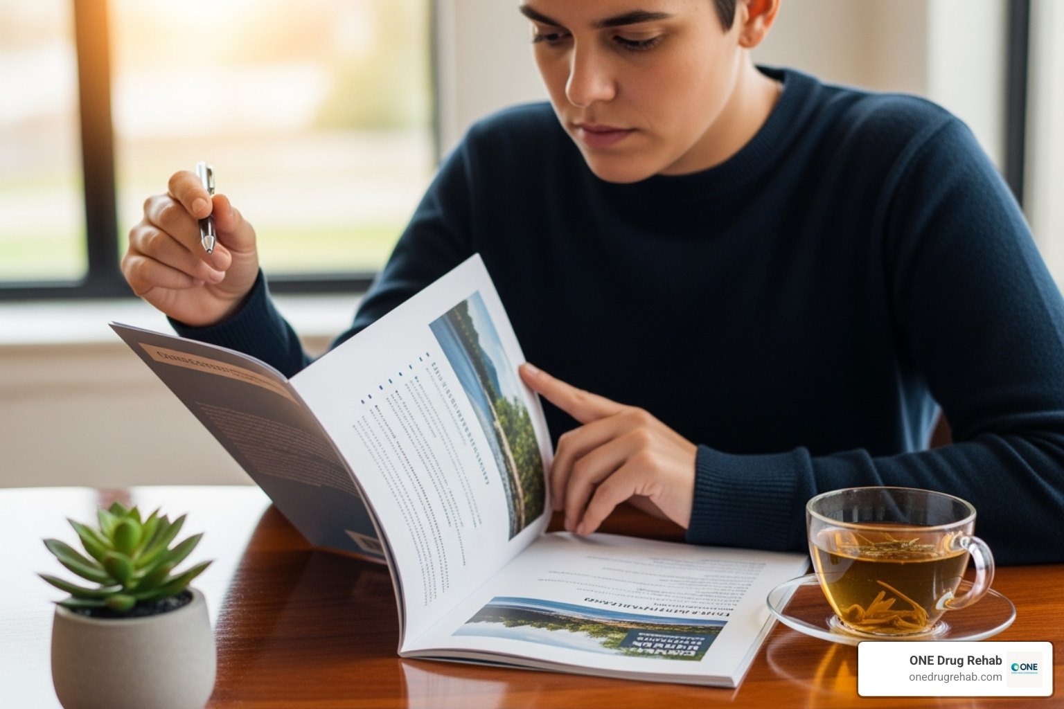 person reviewing brochure - holistic treatment programs