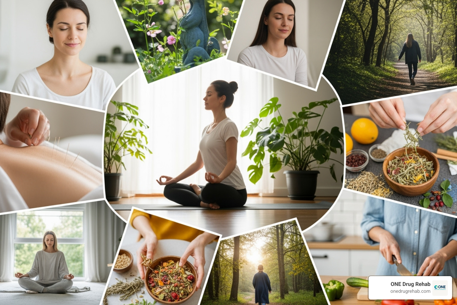 collage of various holistic activities - holistic treatment programs
