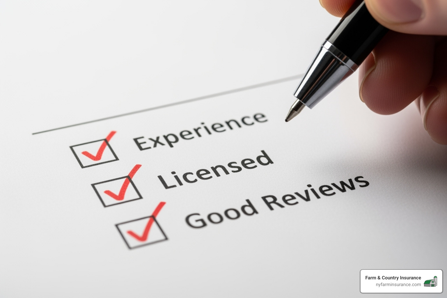 image of a checklist with items like 'Experience', 'Licensed', and 'Good Reviews' ticked off - independent insurance agents near me