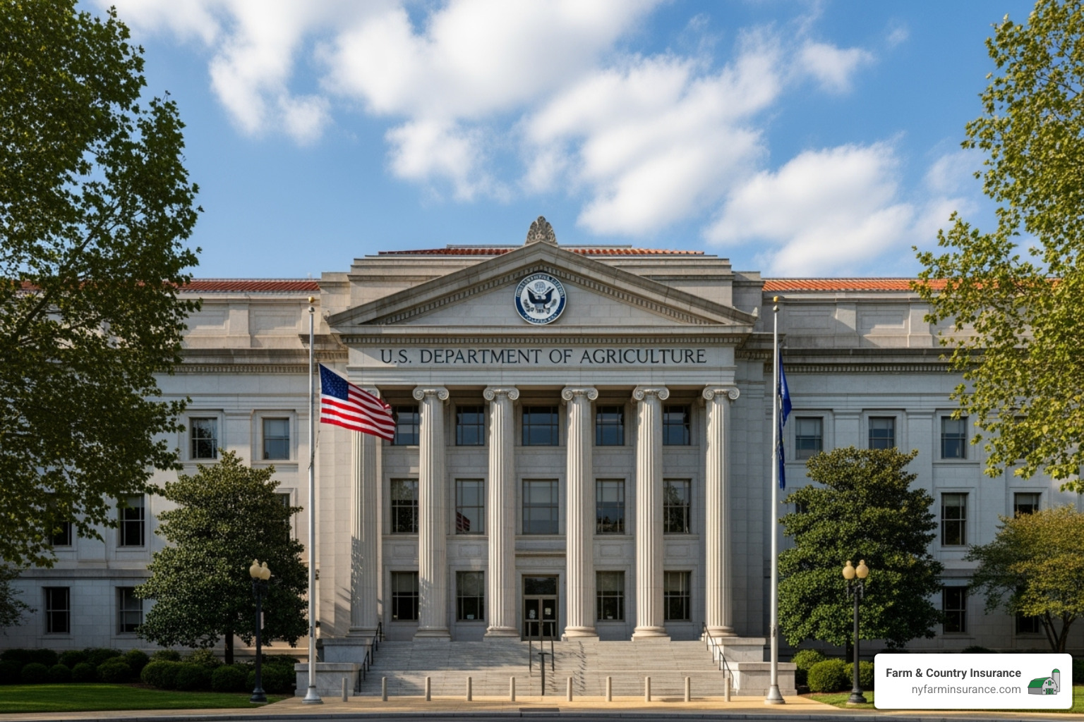 A government building with a USDA sign - insurance for agricultural land A government building with a USDA sign - insurance for agricultural land