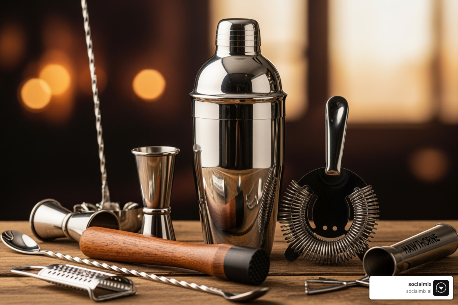 cocktail shaker and bar tools - cocktail party hostess gift