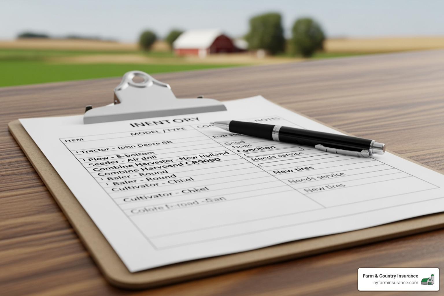 detailed inventory list of farm equipment on clipboard - insurance for farm equipment detailed inventory list of farm equipment on clipboard - insurance for farm equipment